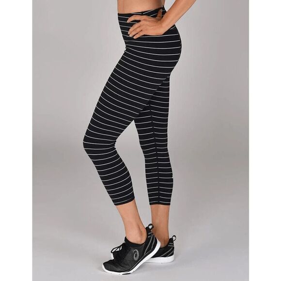 Glyder Black White Pinstriped VITAL 7/8 Yoga Leggings Large - Picture 7 of 9
